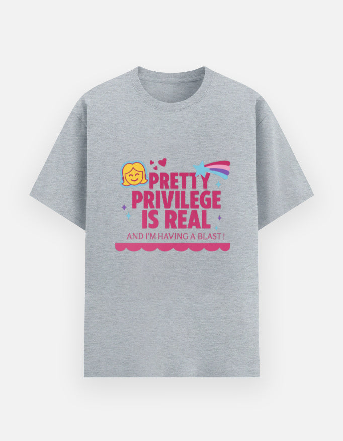 Tshirt-GreyMelange- Pretty Privilege is real